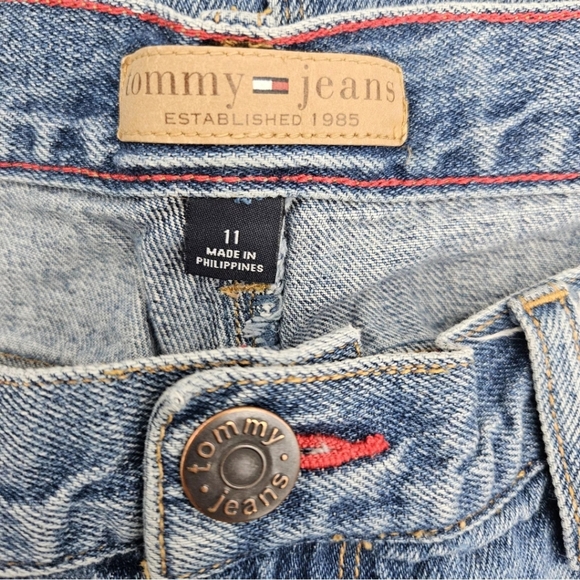 2004 Y2K Vintage Tommy Jeans Denim Mini Skirt Size 11 Fringe Hem Tommy Hilfiger - Picture 5 of 9